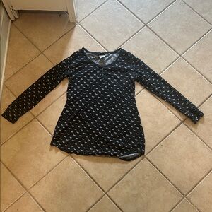 VS PINK Black Long Sleeve Dog Print Top – Size Medium